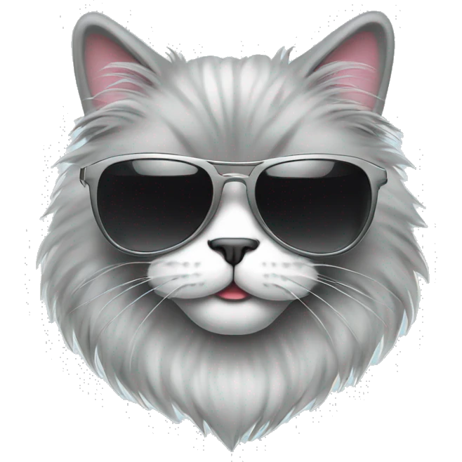 Cool cartoon fluffy cat wearing sunglasses emoji
