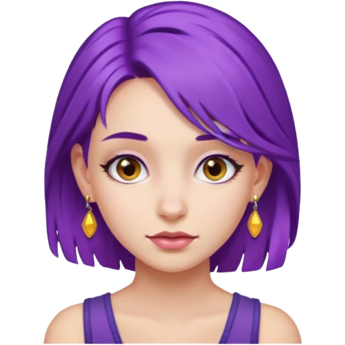 purple hair girl with earrings emoji