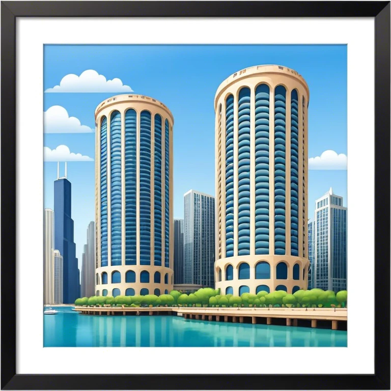 Chicago Marina City two buildings emoji