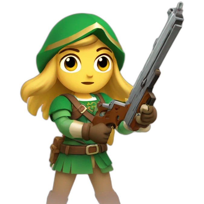 Basque zelda with a gun emoji