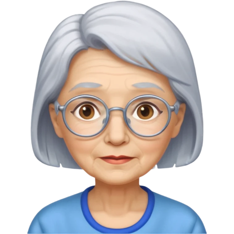 Old lady with silver hair medium length with blue glasses  emoji
