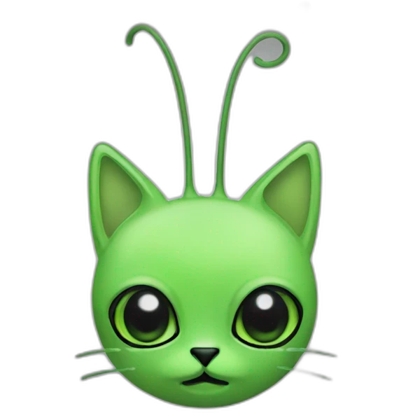 green alien cat black eyes antenna emoji