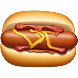 Bacon wrapped hot dog in a bun emoji