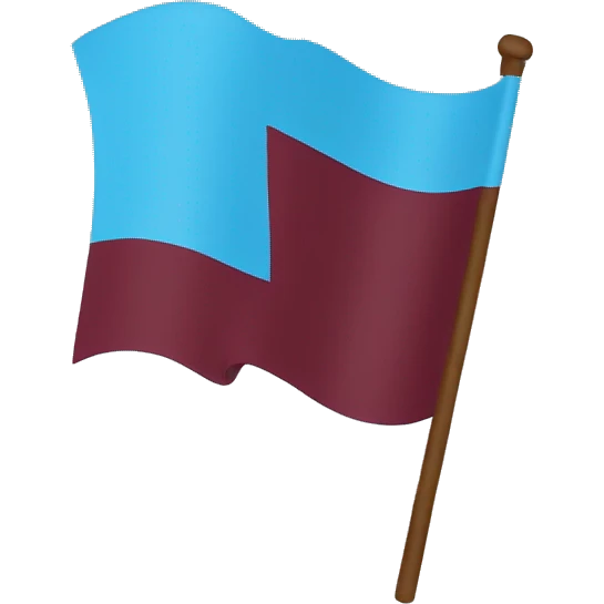 Make emoji of Maroon and sky blue half flag emoji