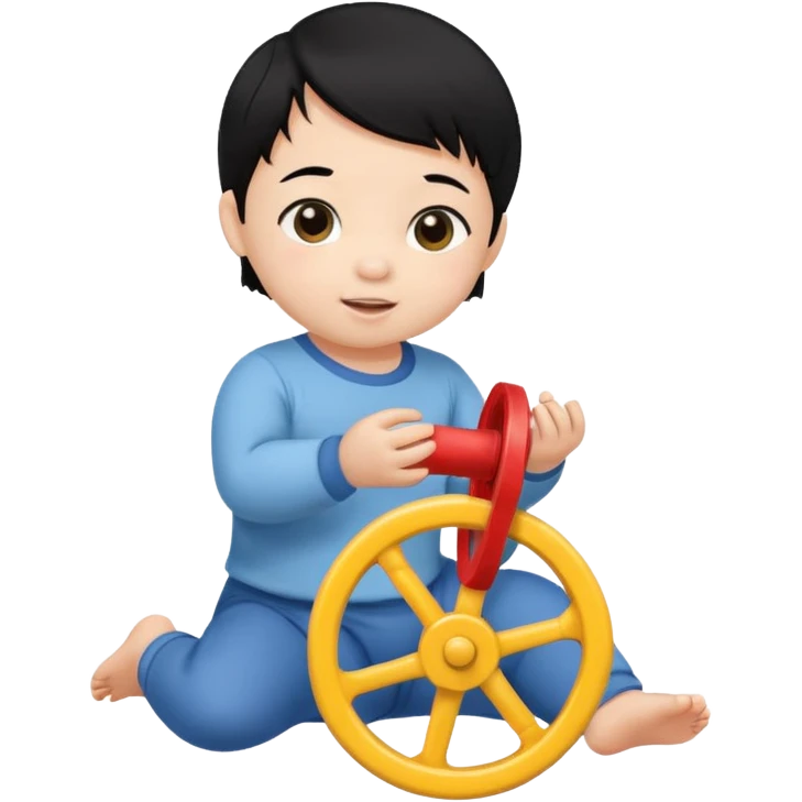  black haired baby playing with wheel emoji