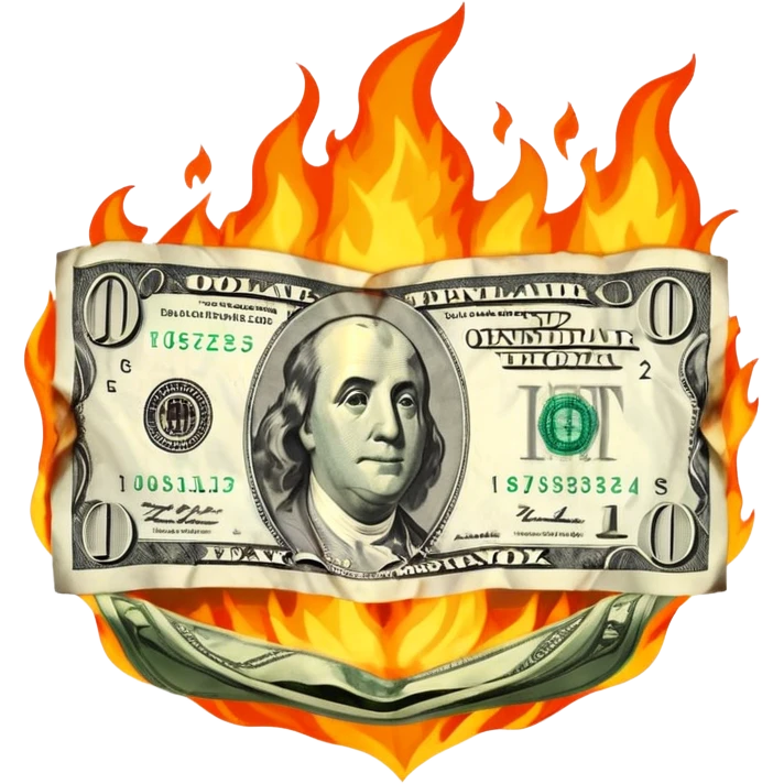 burning one money emoji
