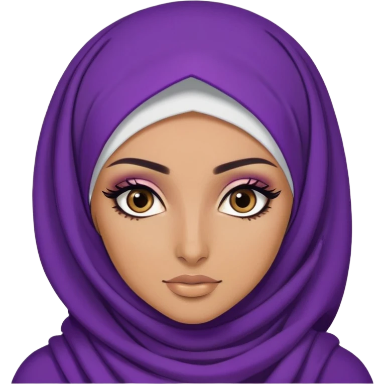 purple hijabi baddie,pretty, brown eyes, makeup, black eyeliner, long hair emoji