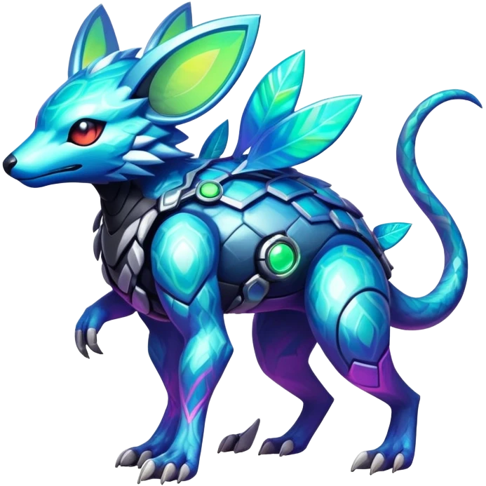  exotic tropical iridescent cyber-Protogen-Fakémon-Pokémon-Vernid-creature emoji