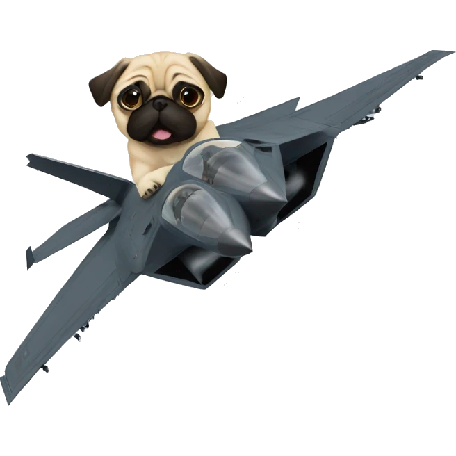 pug in an F-22 raptor emoji
