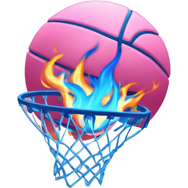 Pink and blue flaming basketball  emoji