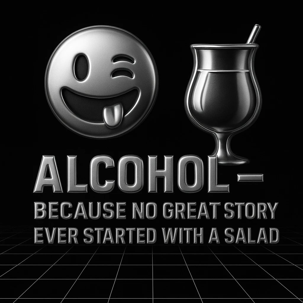 Simplify the vaporwave card: use a minimal neon grid background, one drink icon, and bold chrome text for the quote. Remove extra graphics and keep the color palette clean and limited. emoji