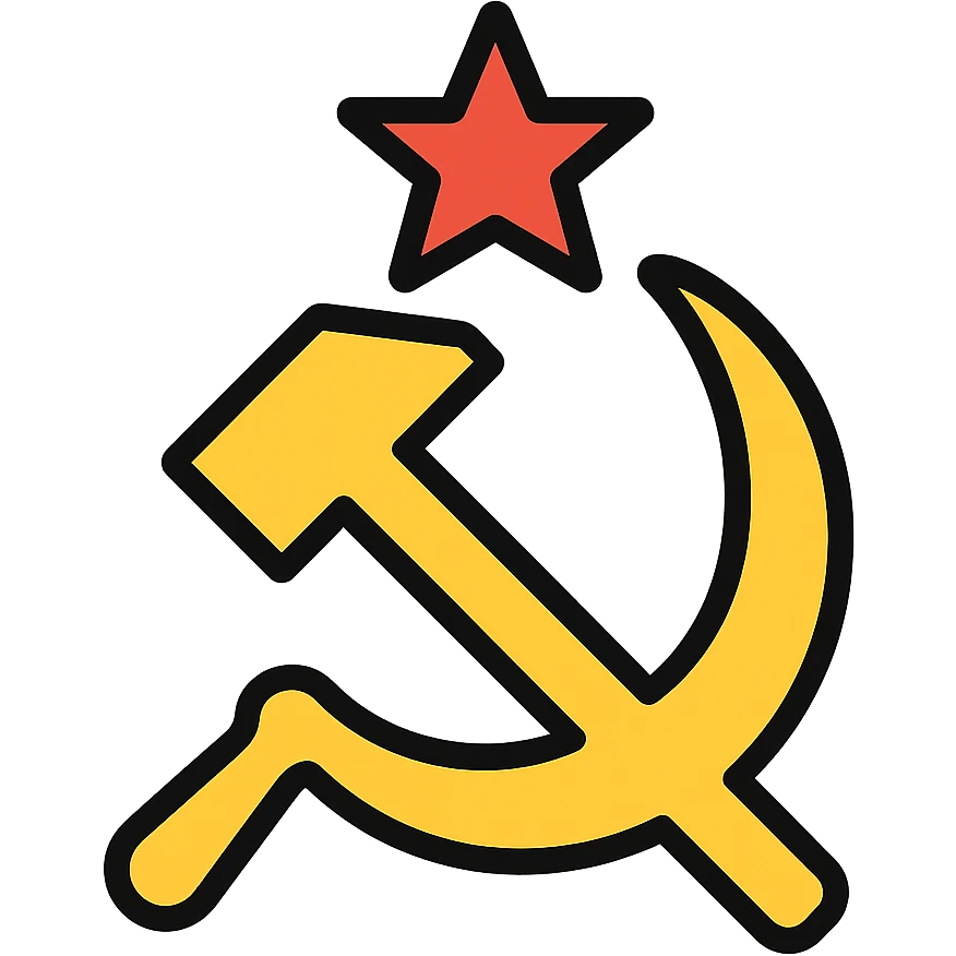 communist symbol, vibrant and eye-catching, lineal color icon with black outlines emoji