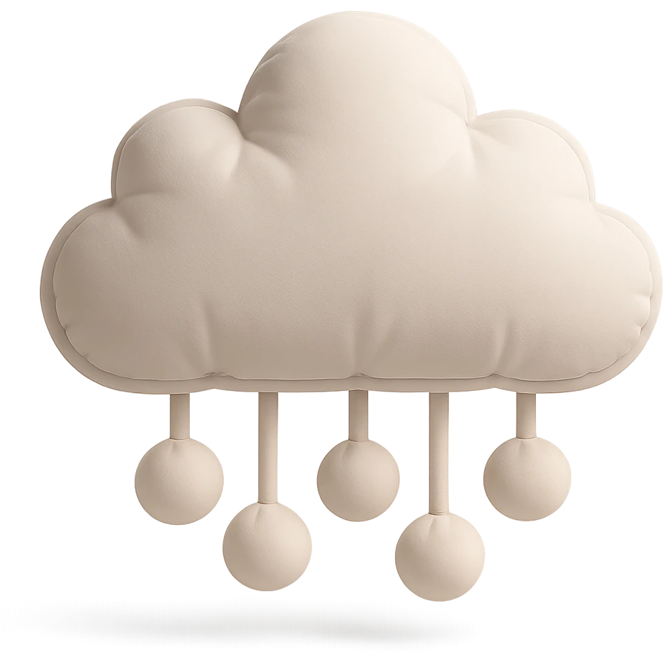 plush cloud with falling hailstones, cushion style, soft plush look emoji