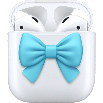 white airpod maxes with light blue bow emoji