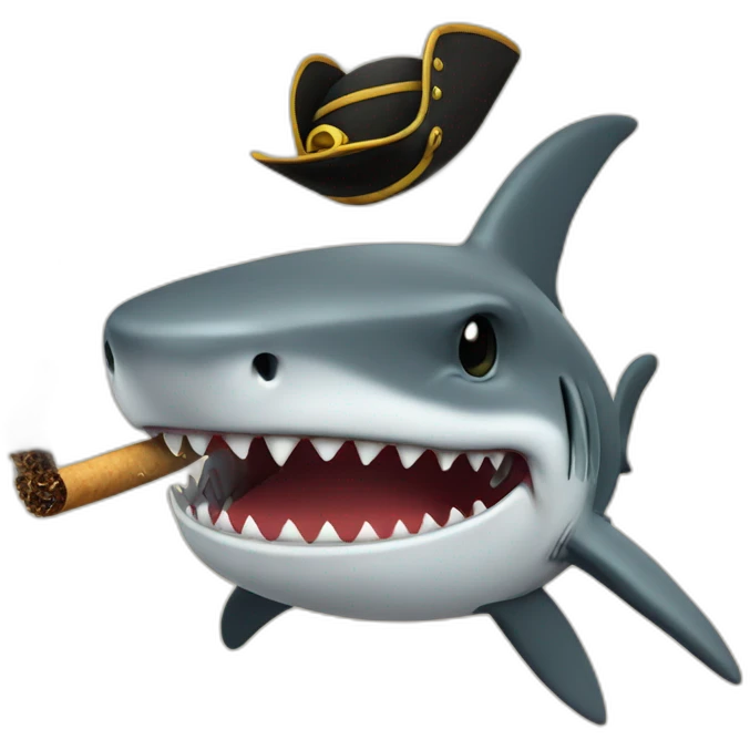 Shark pirate in pirate hat while smoking emoji