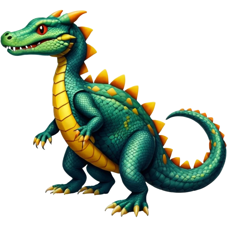 Alligator-Dragon-Tiger-Salandit-Snake-Fakémon-hybrid-creature with a long muzzle, full body emoji
