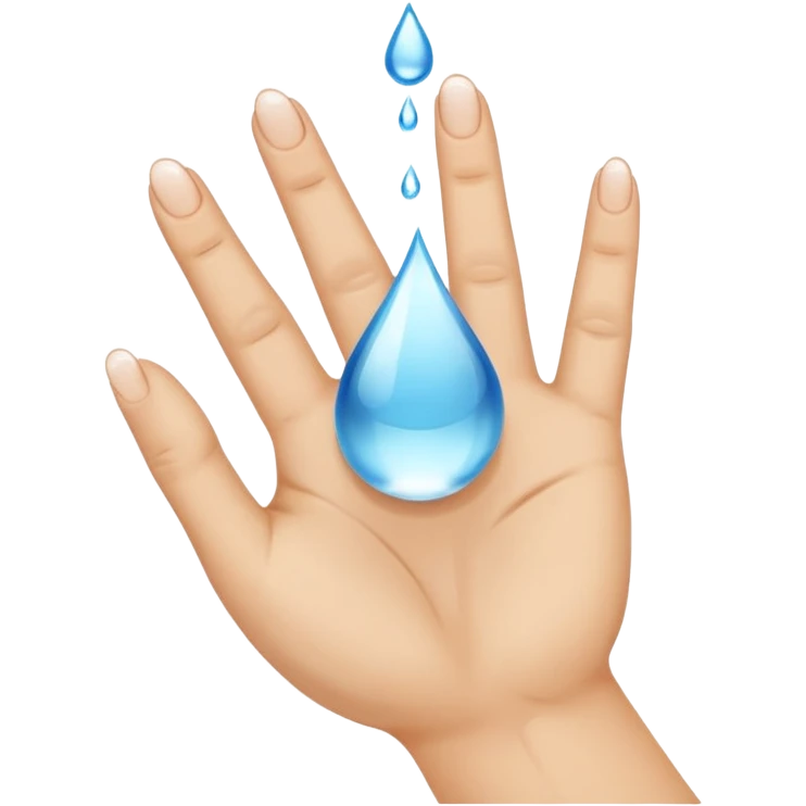 Water drenching and dripping directly off index and middle fingers of hand emoji