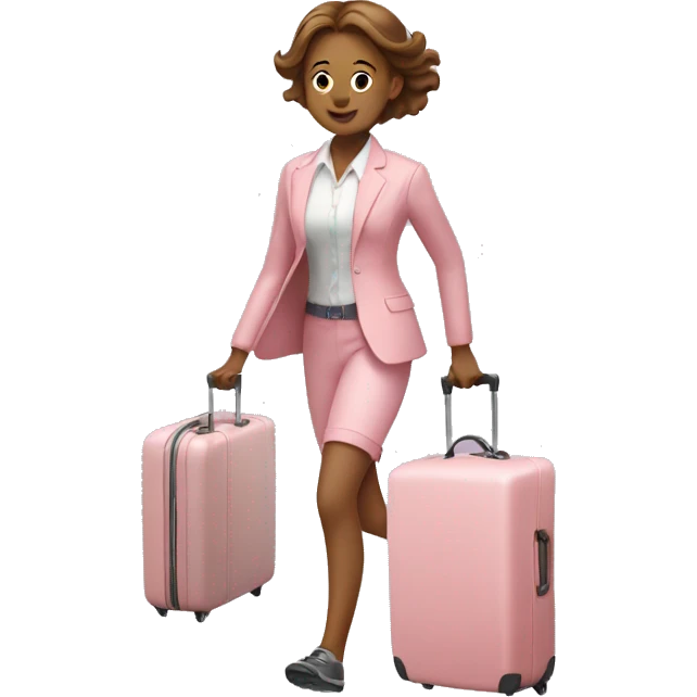 Girl running with light pink suit case emoji