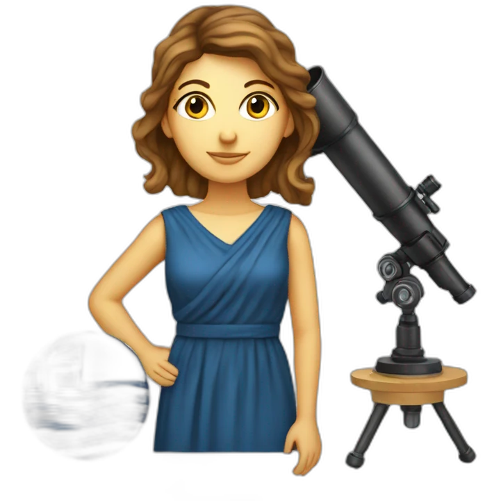 Woman with Greek flag and astronomy telescope emoji