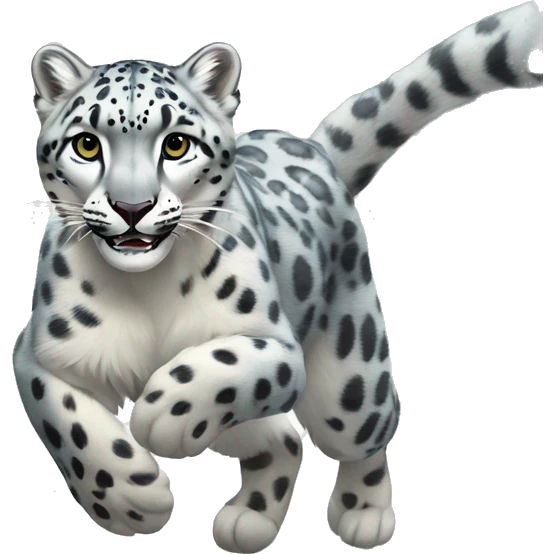 Female Snow leopard running in forest emoji