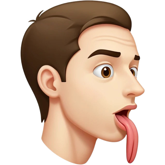 clear side profile of a man sticking his tongue out, complete side view showing the side of face emoji