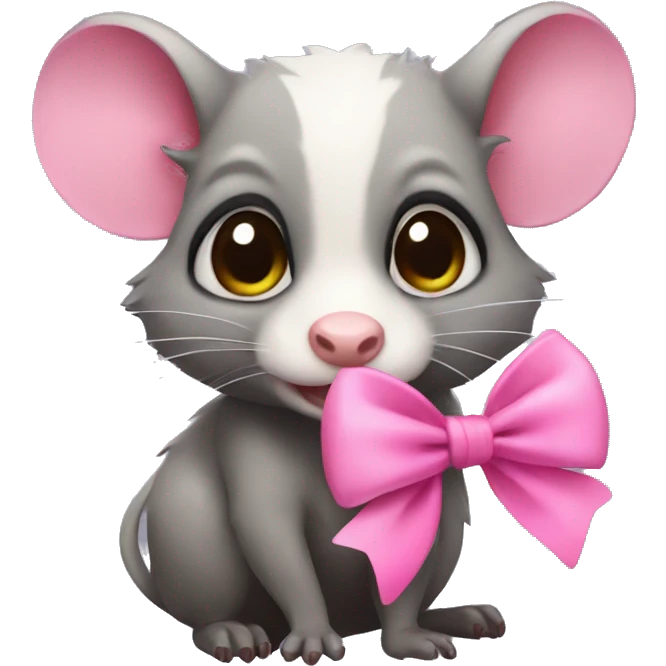 Possum with a pink bow in her hair emoji