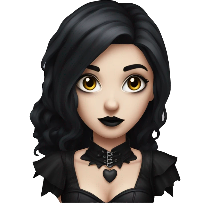 Goth girl with lots of black accessories, big chest and a black corset  emoji