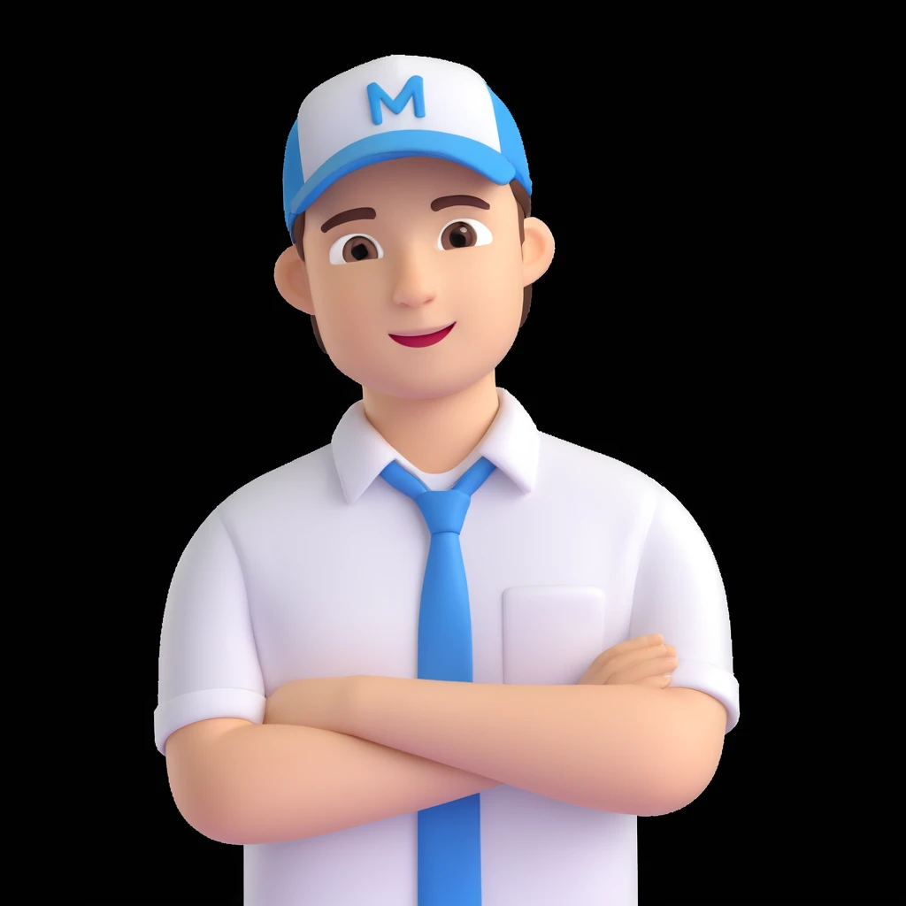 Show the millennial start-up CEO in a modern meeting room, keeping the 3D emoji style and cap and shirt outfit. emoji
