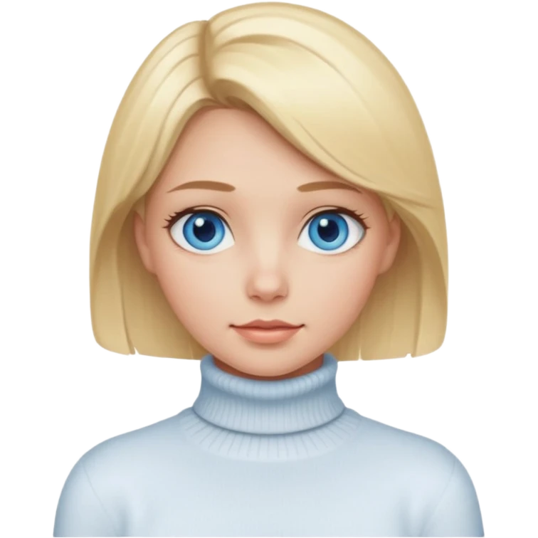 Chica rubia de piel blanca ojos azules y cuello vuelto emoji
