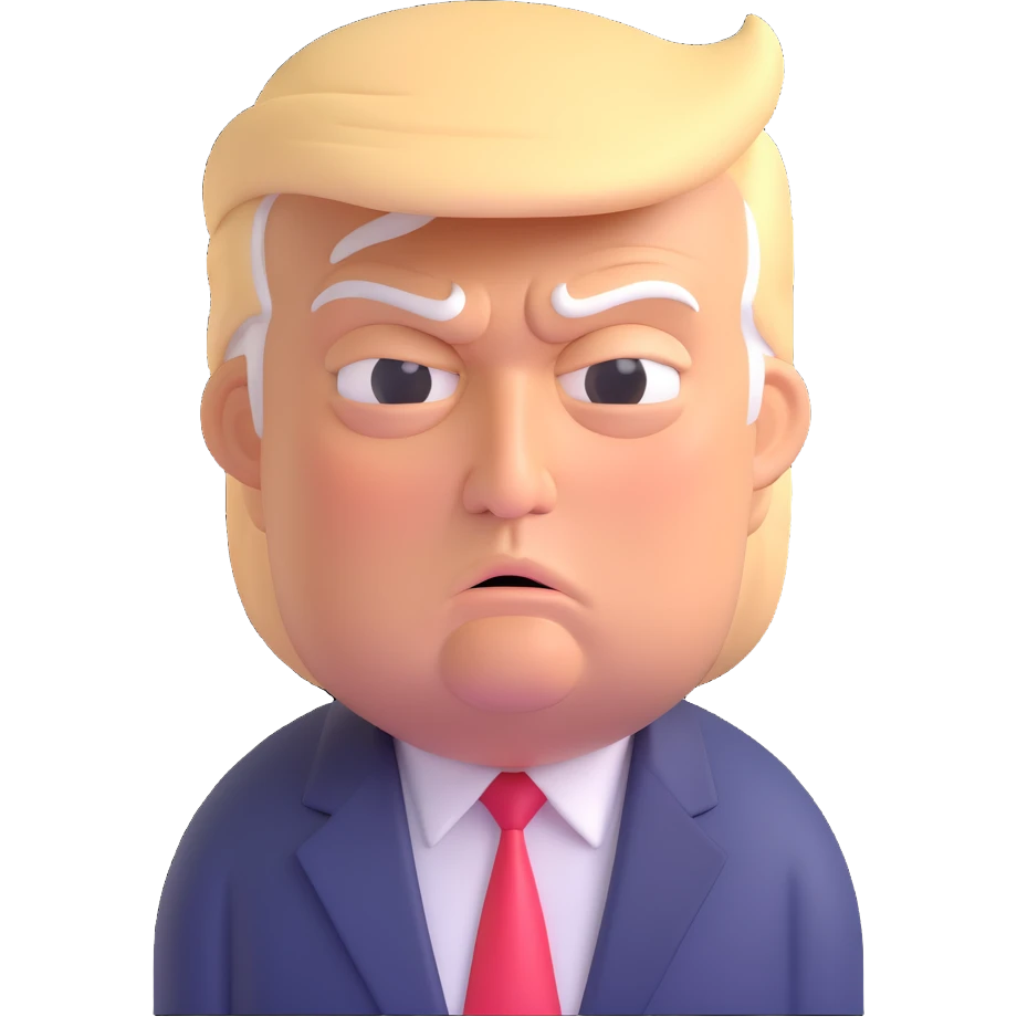 Donald Trump with recognizable features and neutral expression emoji