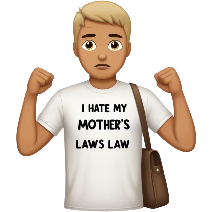Guy wearing t shirt saying I hate my mothers law emoji