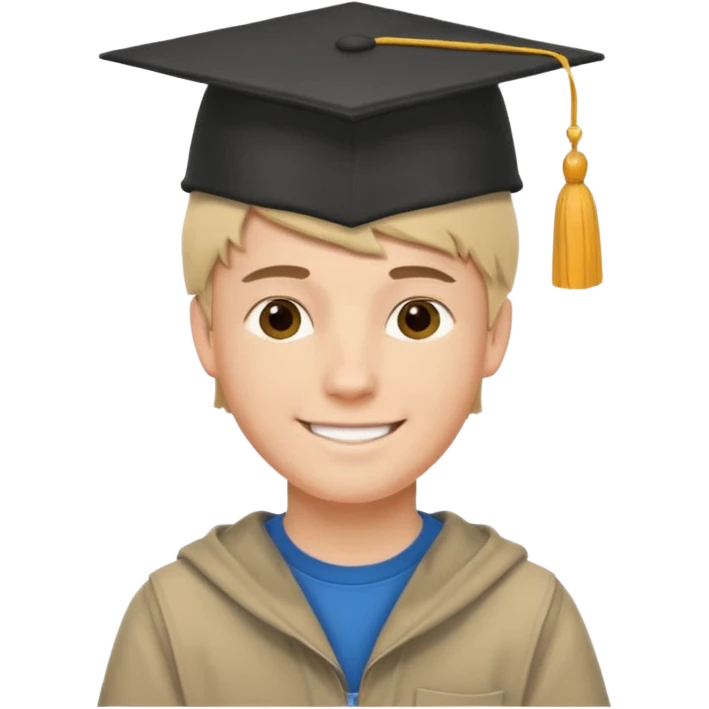 White Boy Collage Student with Student Hat on his Head emoji