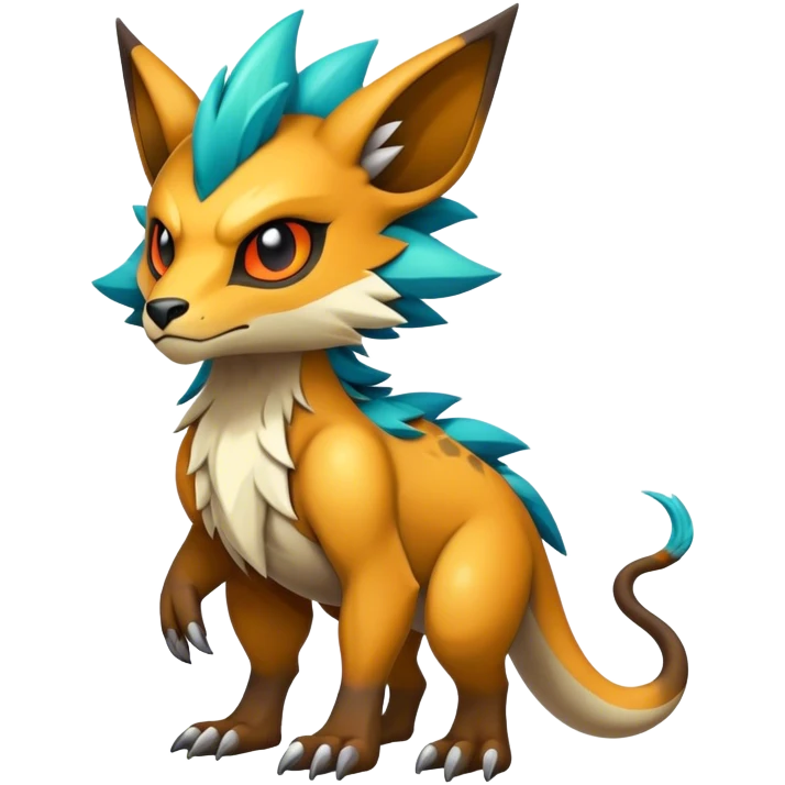 cool edgy badass colorful fantasy animal hybrid Fakemon full body emoji