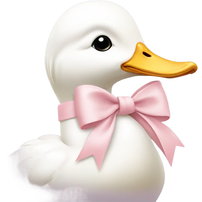 white duck with a pale pink bow emoji