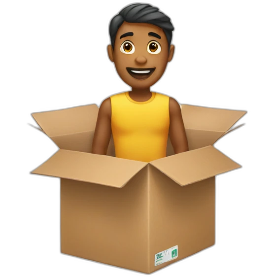 man coming from the box emoji