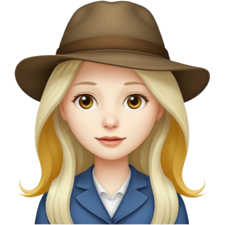 long haired female white bird with hat emoji