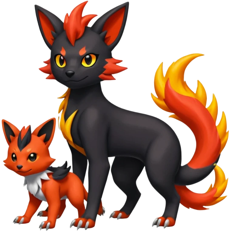 
Houndour-Torracat-Zorua-Salandit-Flareon-Fakémon-Digimon-fusion (full body) emoji