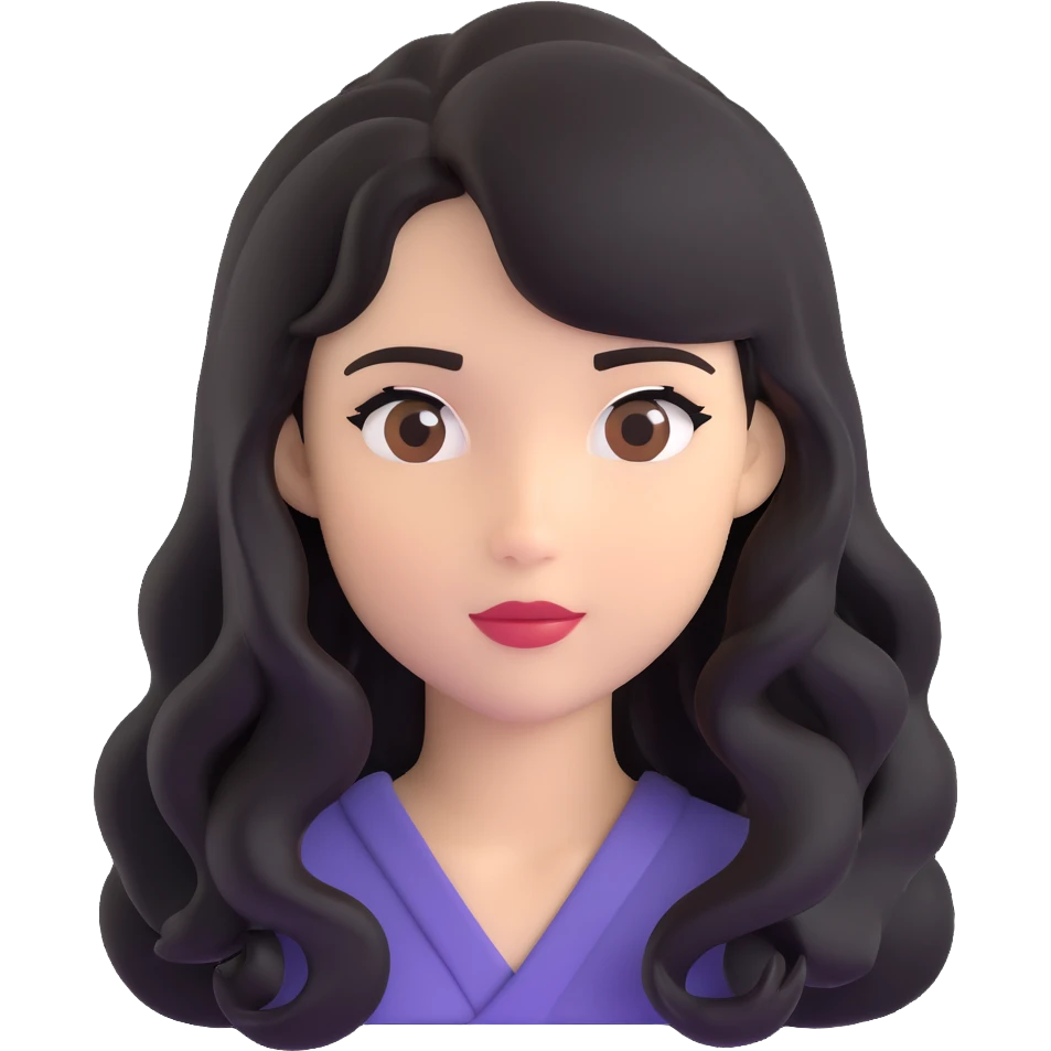 girl with brown eyes and loose waves in black hair emoji