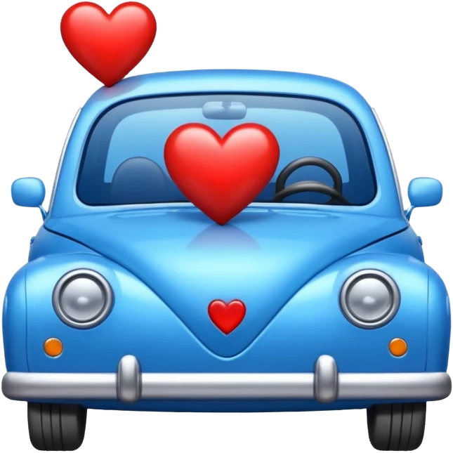Blue car with heart emoji