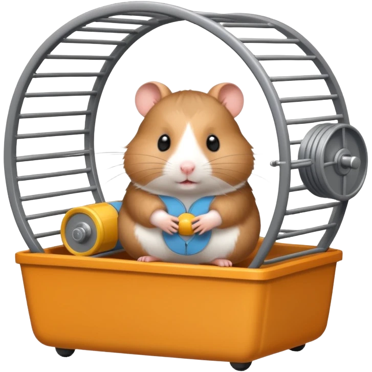 Hamster in plastic cage with hamster wheel emoji