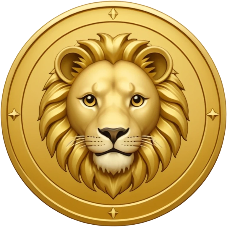 Fais un emoji de pièce d'or ronde avec l'inscription "F" dessus et un lion très détaillé gravé sur la pièce. Le F et le lion doivent être très lisible ainsi que les détails autour de la pièce.Le lion doit être gravé et en 2D il doit pas ressortir, il doit être subtile, le F doit être très visible emoji