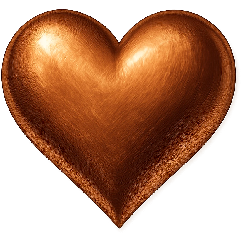 heart with a metallic copper finish, clean digital illustration emoji