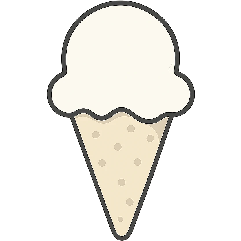 A minimalist ice cream cone with a single scoop, smooth curves and clean lines, sweet dessert illustration emoji