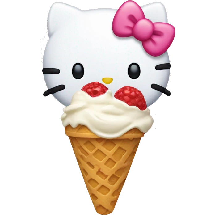 hello kitty eating ice cream emoji