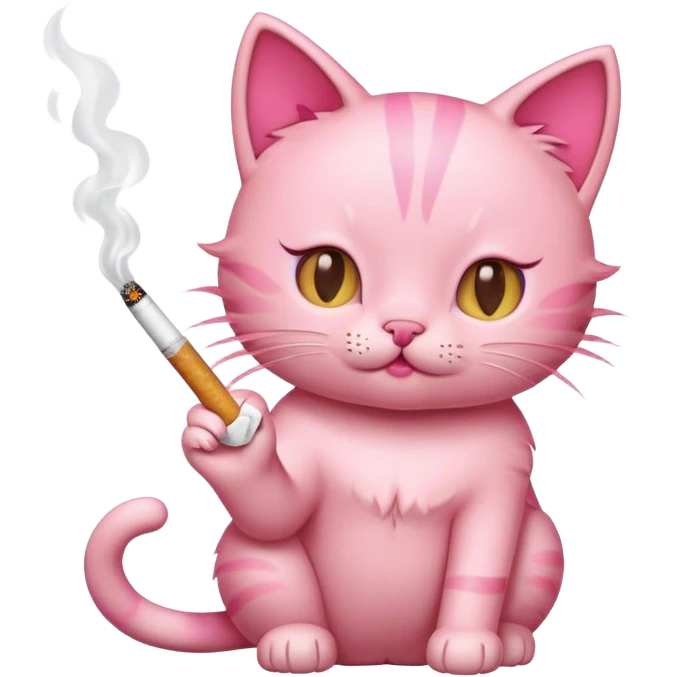 Pink kitty with cigarette  emoji