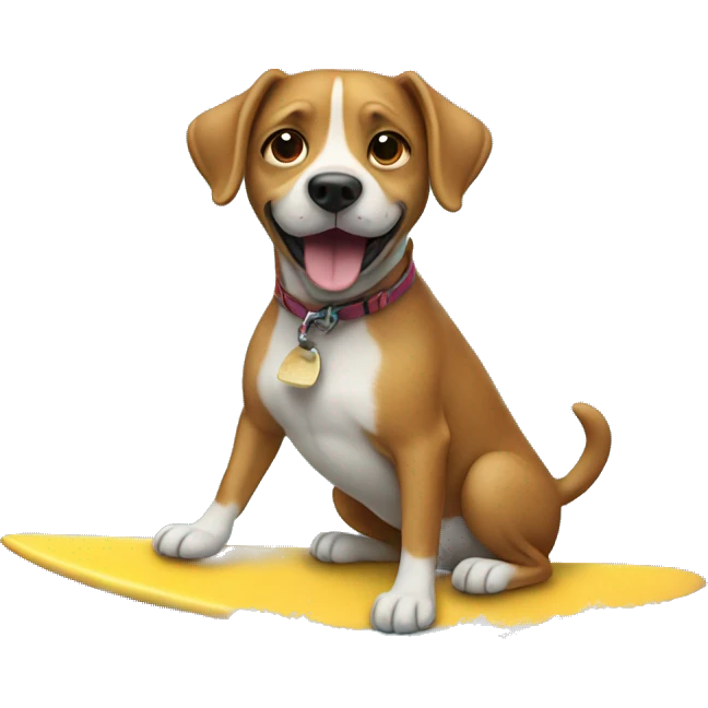 dog riding a surfboard.  emoji