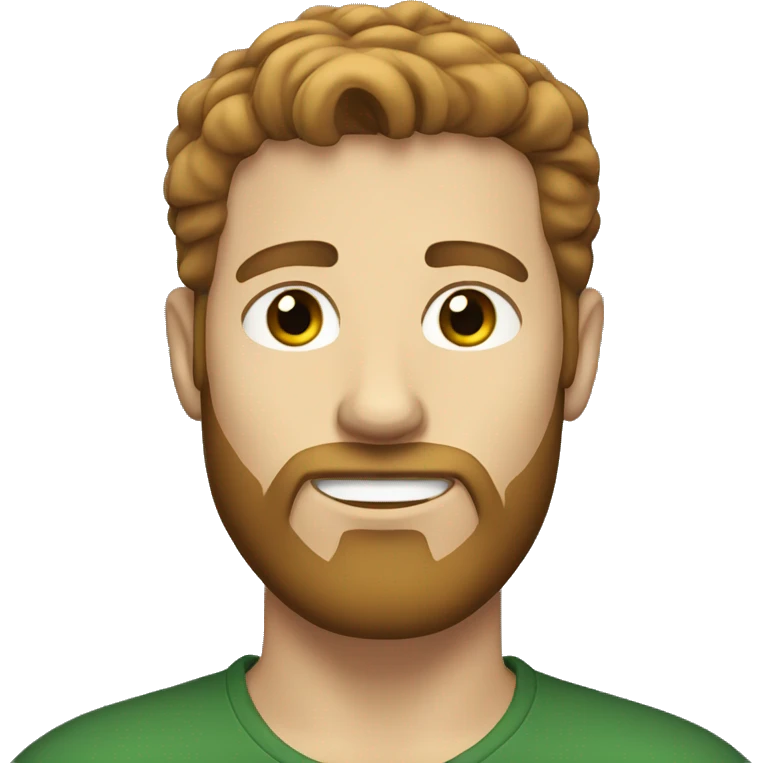 white guy with brown har and short brown beard dark green/grey eyes emoji