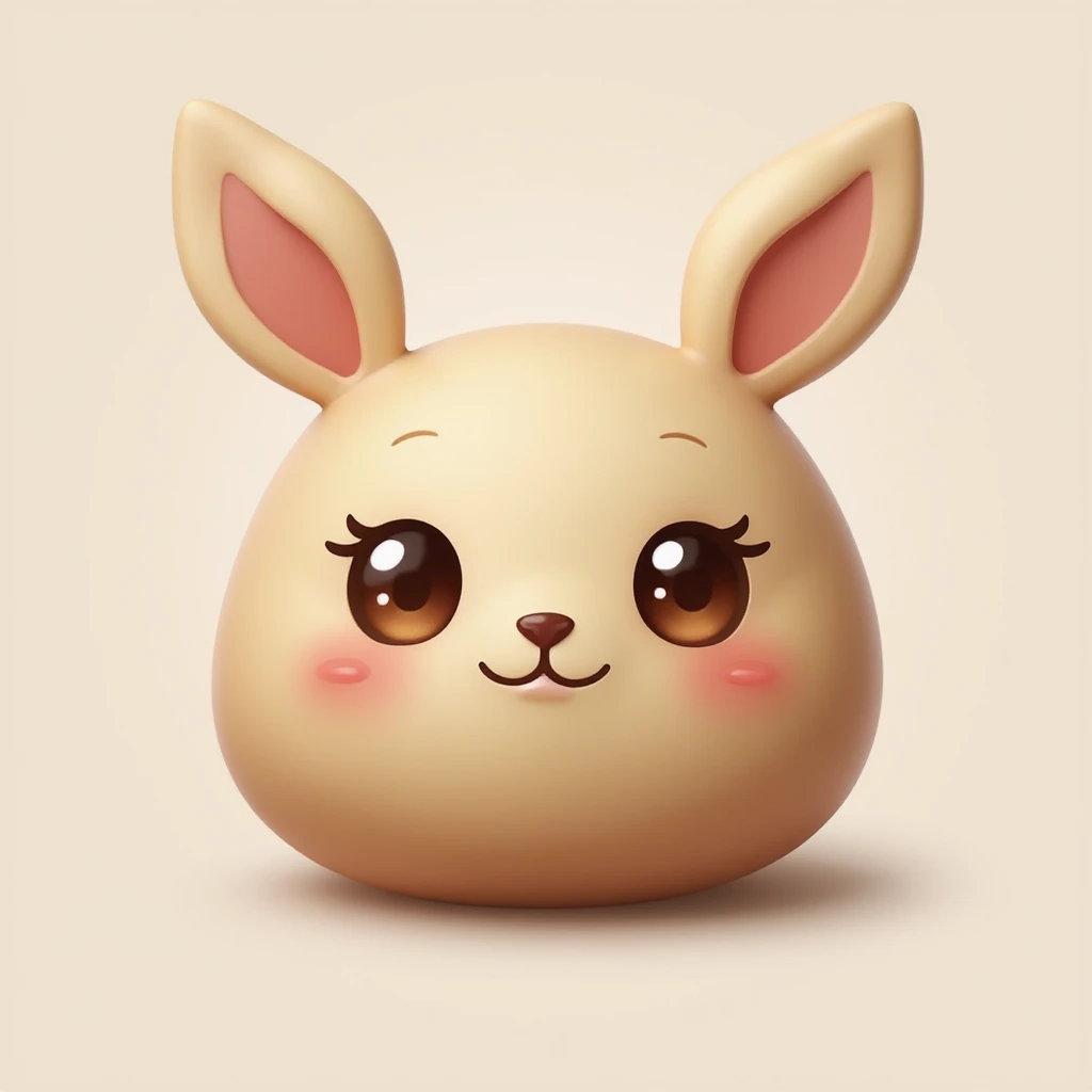 realistic emoji of a café latte vanille with expressive doe eyes and pink cheeks, transparent background emoji