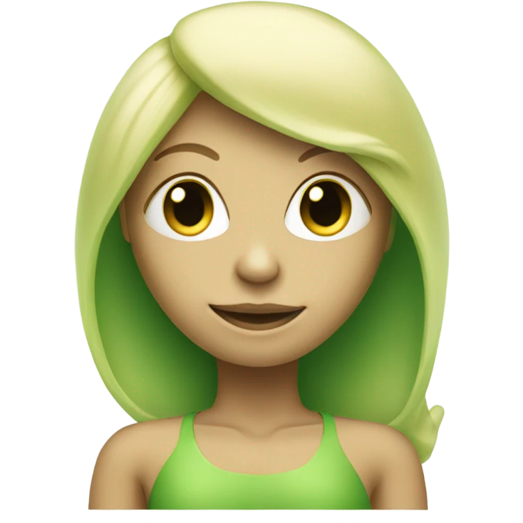 a green alien woman full body,blonde emoji