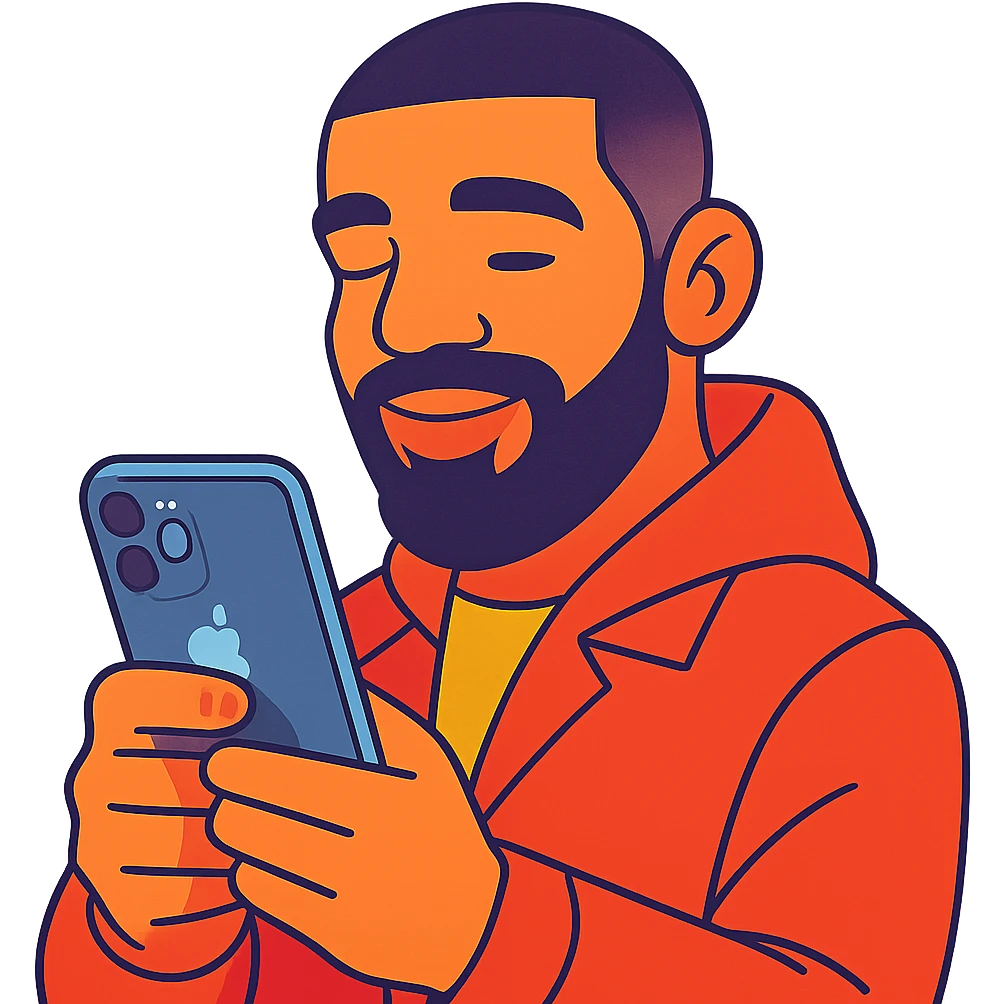 Drake using an iPhone emoji